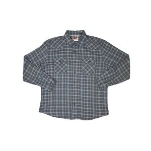 Wrangler Shirt Mens XL Long Sleeve Button Down Blue White‎ Plaid Comfort Flex